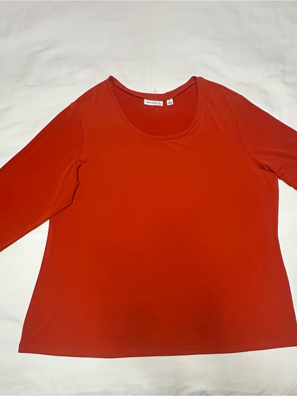 Susan Graver Women’s Classic Scoop Neck Liquid Knit Top in Burnt Orange